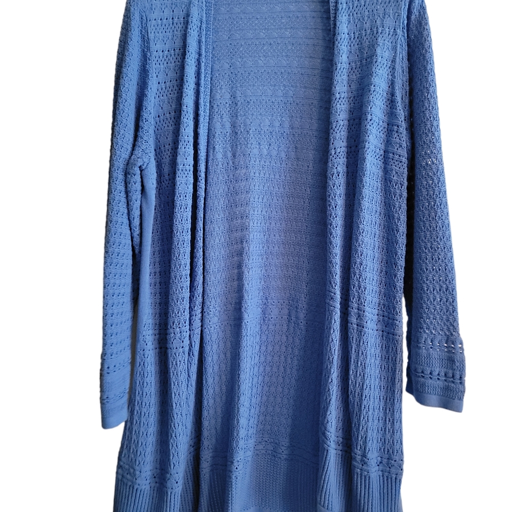 Light Blue Open-Front Knit Cardigan - Women Sweater